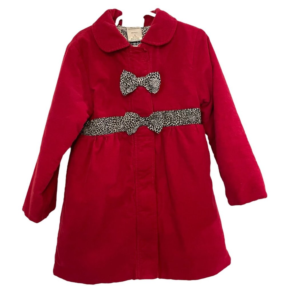 PENELOPE MACK GIRL'S THICK RED CORDUROY LONG COAT AND HAT SET SZ 5 EUC SO CUTE!!